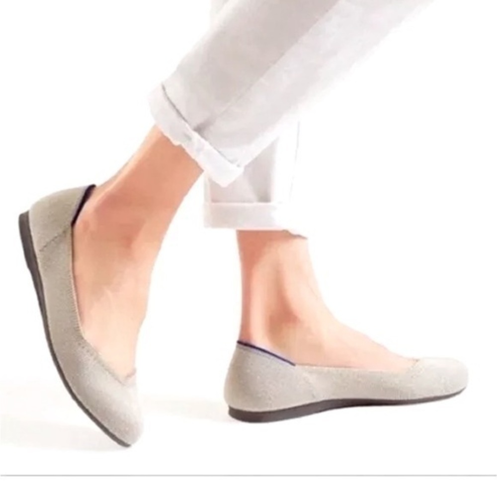 Authentic Rothy’s flax birdseye gray round toe ballet flats size 9.5 no box